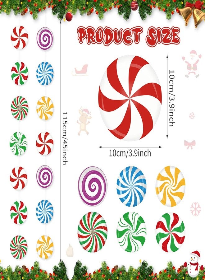 Faccito 8 Pcs Christmas Peppermint Candy Hanging Decorations Christmas Ceiling Decorations Paper Garland for Xmas Party Winter Holiday Birthday Decor(Mixed Candy) - Image 2